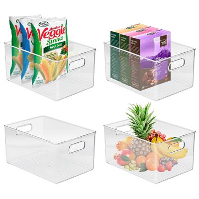 Sorbus Clear Plastic Organizer Storage Bin Containers for Pantry Food & Kitchen Fridge (4-Pack)