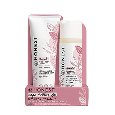 The Honest Company 2-in-1 Cleansing Shampoo + Body Wash and Face + Body Lotion Bundle | Gentle for Baby | Naturally Derived | Sweet Almond Nourish, 18