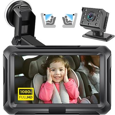 Zacro Baby Car Camera HD 1080P - Car Baby Mirror with 4.3 Display for Rear Seat - Baby Car Monitors with Night Vision Function, Wide View Angle, Reu
