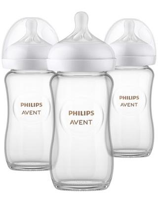 Philips Avent Glass Natural Baby Bottle With Natural Response Nipple, 8oz, 3 pack, SCY913/03, Avent Glass Bottle - Walmart.ca