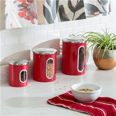 Honey-Can-Do Red 3-Piece Nesting Kitchen Canisters