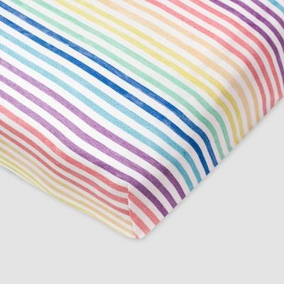 Honest Baby Organic Cotton Fitted Crib Sheet - Rainbow Stripe : Target