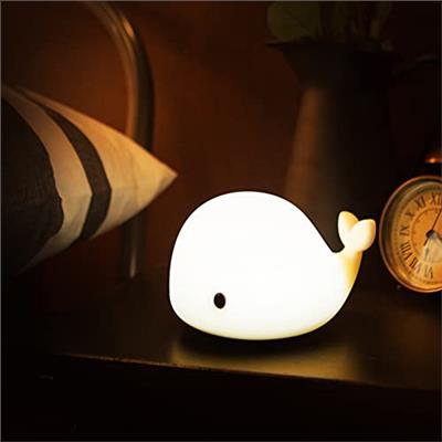 Cute Whale Night Light for Kids,Kawaii Baby with 7 LED Colors Changing,Tap Control Nursery Squishy Lamp,USB Rechargeable,Birthday Gifts Baby,Girls,Boy