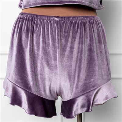 Velvet Ruffle Shorts - Lavender Haze | Mentionables
