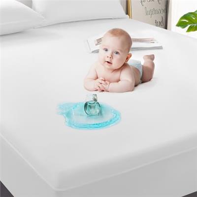 GRT 1 Pack 100% Waterproof Mattress Protector Twin Size, Breathable & Noiseless Waterproof Mattress Cover Fitted Deep Pocket from 5 to 19, Smooth Wa