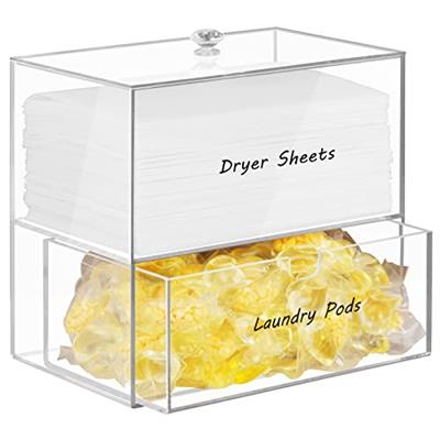 Dryer Sheet Holder, Dispenser, Acrylic Dryer Sheet Container Box for Laundry Room Organization, Storage Dryer and Fabric Sheet, Dryer Balls, Clothes P
