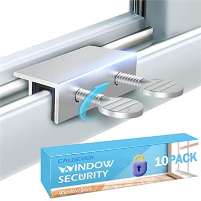 Sliding Window Locks Security Up and Down Window - Glass Windows Lock for Child Proof Home Safety Vertical Window Stopper, Adjustable Aluminum Double