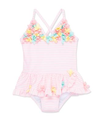 Little Me Pink 3D Multi Swimsuit