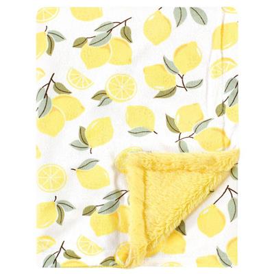 Hudson Baby Infant Girl Plush Blanket with Furry Binding and Back, Lemon, One Size - Walmart.com