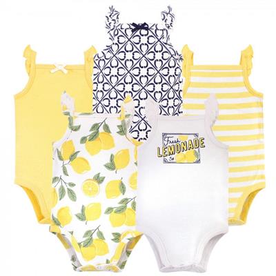 Touched by Nature Baby Girl Organic Cotton Bodysuits 5pk, Lemon Tree, 0-3 Months - Walmart.com