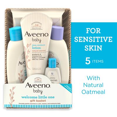Aveeno Baby Welcome Little One Sensitive Skin Gift Set with Baby Wash, Shampoo, Wipes and Lotion, 5 full size items - Walmart.com
