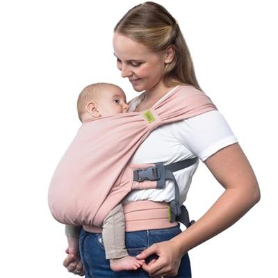 Boba Pre-Wrapped Baby Wrap Carrier with Buckle, Easy Adjust Soft Infant Baby Carrier Hybrid for Boy or Girls, Baby Sling for Newborn up to 35 lbs (Blo
