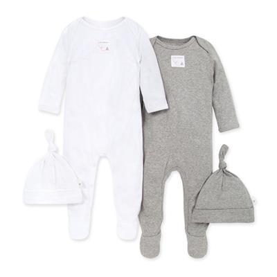 Solid Organic Baby Footie Jumpsuit & Hat Set 2 Pack - 0-3 Months