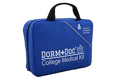 DormDoc 175 Piece Emergency First Aid Kit for College Students - Dorm Room Medical Kit with OTC Medicines and Bandages - Health Kit in Compact Zipper