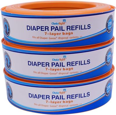 ChoiceRefill Compatible with Diaper Genie Pails, 3-Pack, 810 Count - Walmart.com