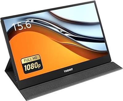 Yodoit Portable Monitor 15.6 1920×1080 FHD Monitor Screen IPS Display with USB Type C Port and Built-in Speakers with Smart Cover Monitor Compatible w