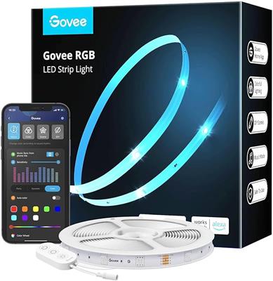 Govee LED Strip Lights, 5m Alexa LED Strip Smart WiFi App Control RGB, Works with Alexa and Google Assistant, Music Sync LED Lights for Bedroom, Party