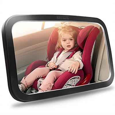 Shynerk Baby Car Mirror, Safety Car Seat Mirror for Rear Facing Infant with Wide Crystal Clear View, Shatterproof, Fully Assembled, Crash Tested and C