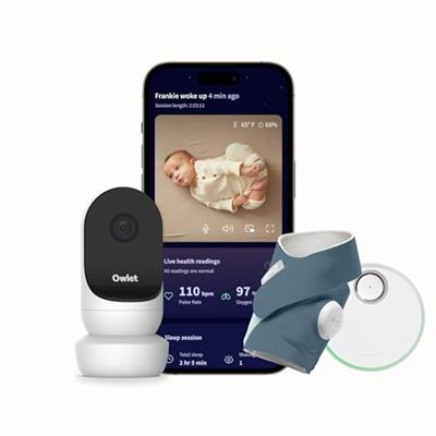 Owlet® Dream Duo 2 Smart Baby Monitor: FDA-Cleared Dream Sock® Plus Owlet Cam 2- Tracks & Notifies for Pulse Rate & Oxygen While Viewing Baby in 1080p