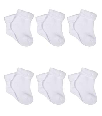 Gerber Baby 6-Pair Sock, White, 3-6 Months