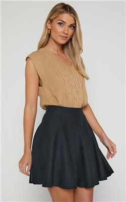 Farrah Mini Skirt - High Waisted A Line Skirt in Black | Showpo