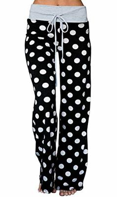 Elsofer Womens Pajamas for Women Comfy Casual Polka Dot Pjs Lounge Pajama Pants (XXL, Black5)