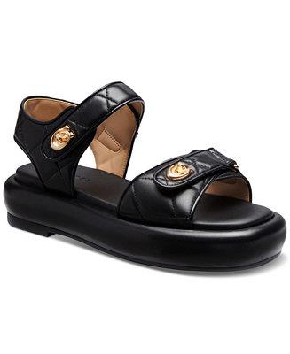 COACH Womens Peyton Double Buckle Flatform Sandals - Macys