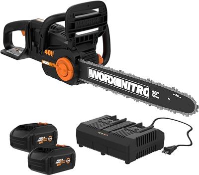 Amazon.com : Worx Nitro 40V 16 Cordless Chainsaw Power Share PRO with Brushless Motor - WG385 (Batteries & Charger Included) & Sun Joe SWJ-OIL Premium
