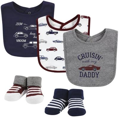 Hudson Baby Unisex Baby Cotton Bib and Sock Set, Cars, One Size - Walmart.com