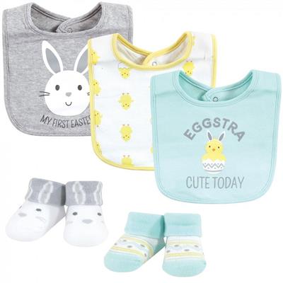 Hudson Baby Unisex Baby Cotton Bib and Sock Set, Eggstra Cute, 0-9 Months - Walmart.com