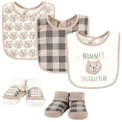 Hudson Baby Cotton Bib and Sock Set, Snuggle Bear, One Size - Walmart.com