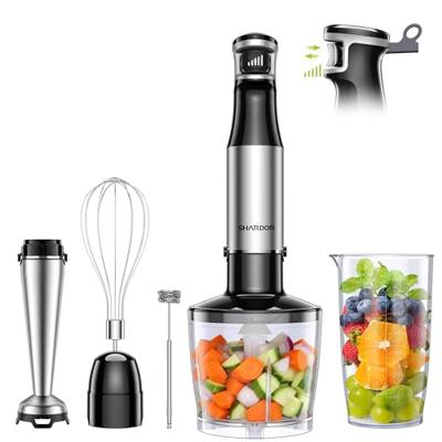 Hand Blender, soft start Variable Speed 5 in 1 Stick Blenders for kitchen 1100W Scratch Resistant immersion blender With Whisk,800ml Beaker,600ml Chop