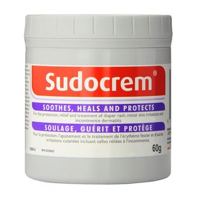 SudocremÂ® Healing Cream - 60 g Tub - Diaper Rash | Minor Skin Irritations | Incontinence Dermatitis Cream, Recommended by pediatricians, dermatologis