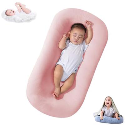 Baby Lounger Pillow for Newborn Babies 0-18 Months, Snuggle Me Organic Lounger for Baby, Soft Cotton Breathable Baby Nest Sleeper (Pink)