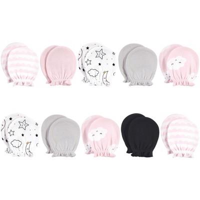Hudson Baby Infant Girl Cotton Scratch Mittens 10pk, Pink Clouds, One Size : Target