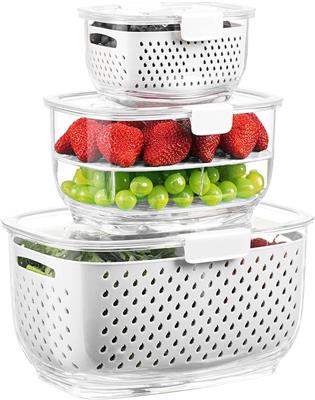 Amazon.com: LUXEAR Fresh Produce Vegetable Fruit Storage Containers 3Piece Set, BPA-free, Partitioned Salad Container, Fridge Organizers, Used in Stor