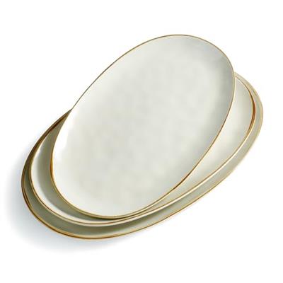 famiware Serving Platter, Oval 15.59/14.3/12.9 inch Serving Dishes for Entertaining, Serving Bowls, Microwave Safe, Stonware Serving Trays for Party,