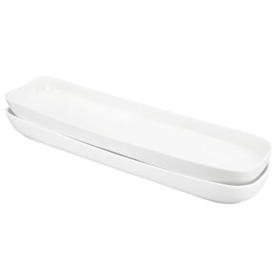 Creativity Home Olive Plate, 2 Curved Olive Tray - Large, Chip Resistant,Cheeses and Appetizers, White Porcelain Olive Canoe, Dishwasher Safe, For Sna