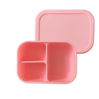 BIBO Silicone 3 Bento Lunchbox - Powder Pink | Lunch Boxs & Kits | Baby Bunting AU