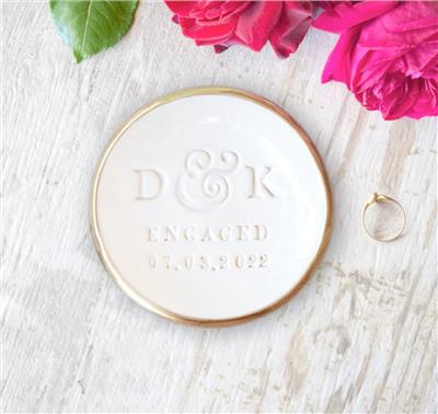 Ring Dish Engagement Ring Holder Personalized Engaged Couple Gift, Engraved Monogram Jewelry Plate Party Gift Ideas | MakerPlace by Michaels