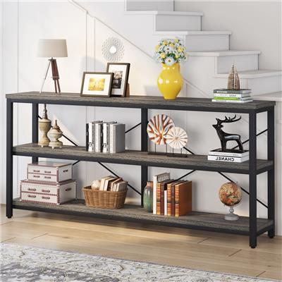 Sofa Console Table, Narrow Long Console Entryway Table with Storage Shelf, TV Stand