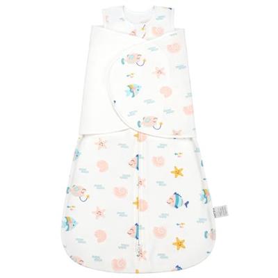 ZIGJOY Baby Swaddle Sleeping Bag, Baby 0.5 TOG Wearable Blanket 0-6 Months, 100% Cotton 3-Way Adjustable Newborn Transition Sleep Sack for Infant Boy