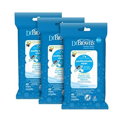 Dr. Browns Bottle and Pacifier Healthy Wipes, Naturally Cleaning for Bottles and Baby Items, 40 Count, 3 Pack