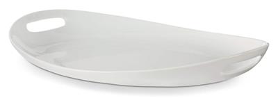 CANVAS Oval Porcelain Reusable Handle Serving Tray, White, 17.5-in, for Christmas/Thanksgiving/New Y