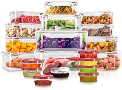 Utopia Kitchen Plastic Food Storage Container Set with Airtight Lids - Pack of 40 (20 Containers & Lids)- Reusable & Leftover Food Lunch Boxes - Leak
