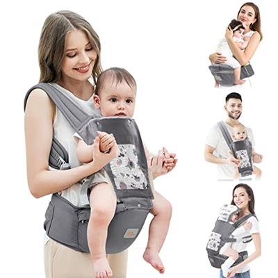 Mumgaroo Baby Carrier Newborn to Toddler, Ergonomic 6-in-1 Baby Carrier with Hip Seat Complete All Seasons, Adjustable & Removable Baby Holder Backpac