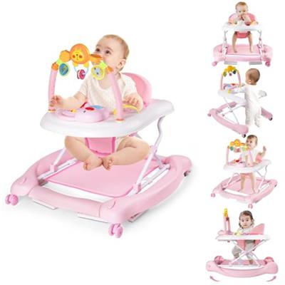 Boyro Baby 5-in-1 Baby Walker, Baby Walkers for Boys Girls 6-12 Months, Foldable Activity Walker, Toddler Infant Walker with Bouncer, Adjustable Heigh