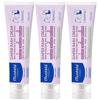 Mustela Baby Diaper Rash Cream 123 - Skin Protectant with Zinc Oxide - Fragrance Free & Paraben Free - with 98% Natural Ingredients - 3.8 Oz (Pack of