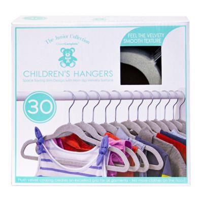 Closet Complete 30-Count Flocked Childrens Hangers in Light Grey