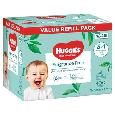 Huggies Wipes Fragrance Free 400 Pack | Wipes | Baby Bunting AU